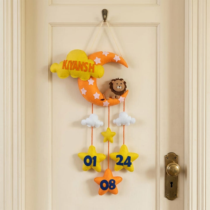 Personalised Little Lion Moon Kids Felt Name Plate