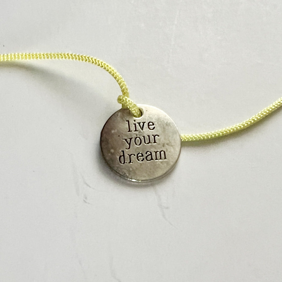 Engraved "Live Your Dream" Quote Metal Charm Rakhi With Roli Chawal for Brother