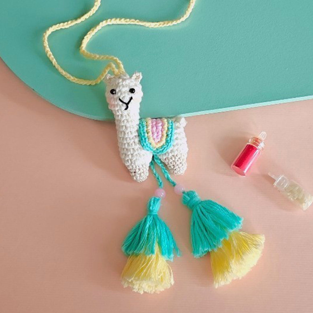Handmade Crochet Llama Drama Rakhi For Girls With Roli Chawal
