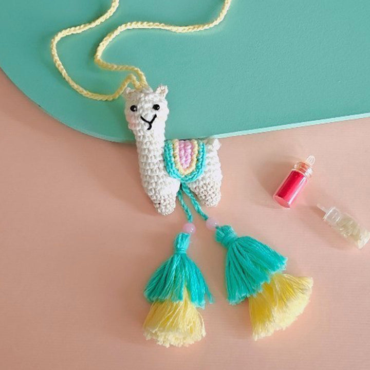 Handmade Crochet Llama Drama Rakhi For Girls With Roli Chawal