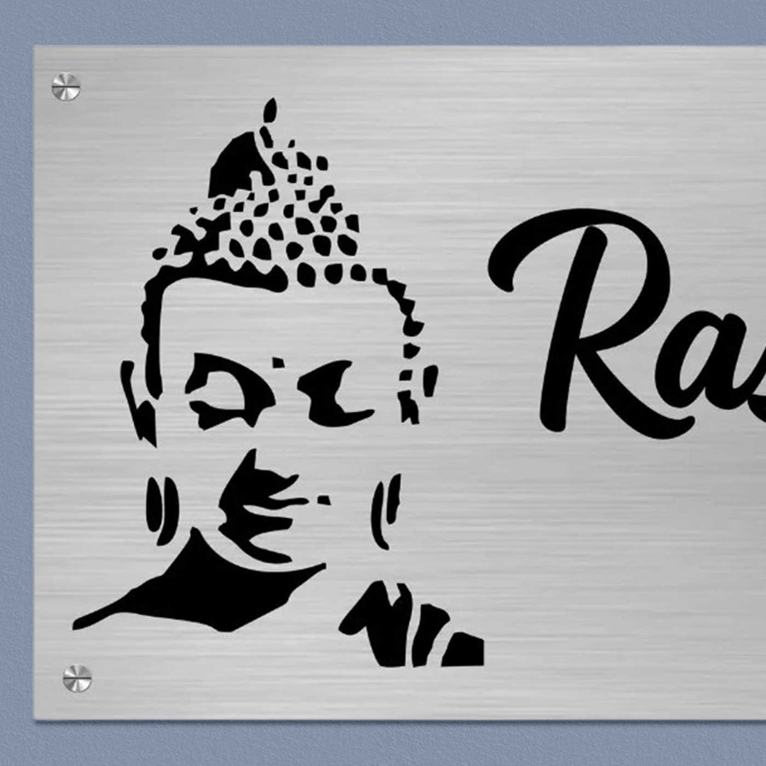 Personalized Buddha Theme Stainless Steel Name Plate