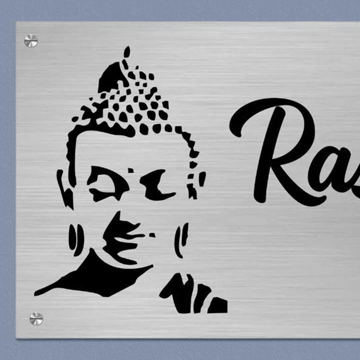 Personalized Buddha Theme Stainless Steel Name Plate