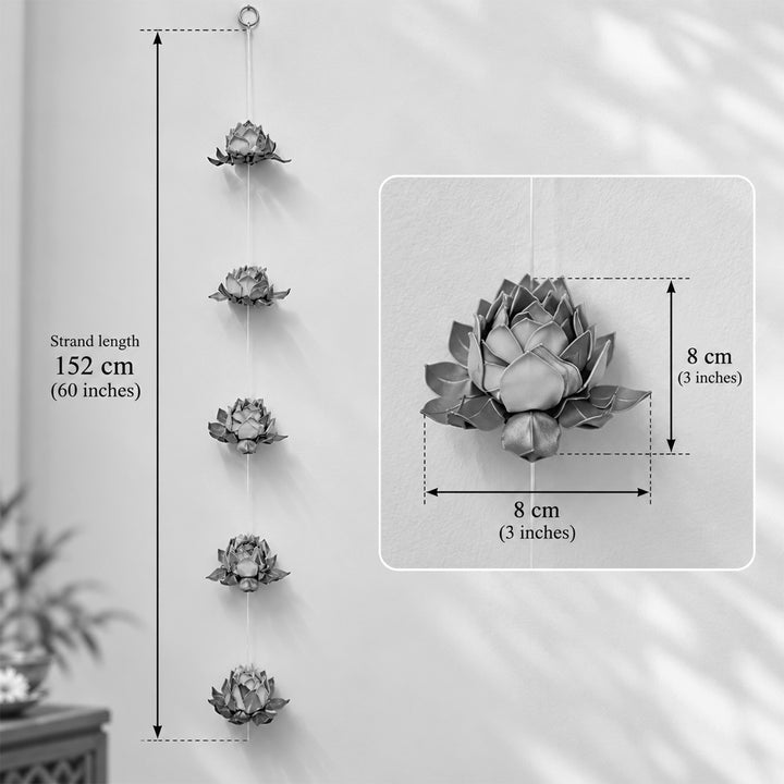 2 Pc | Hand-Marbled Origami Lotus Hanging In Tree-Free Paper - Blush Pink & Gold