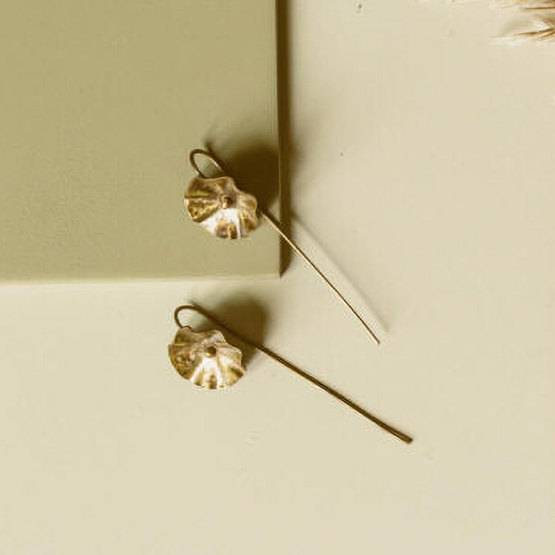 Handmade Lotus Leaf Hooks Brass Earrings