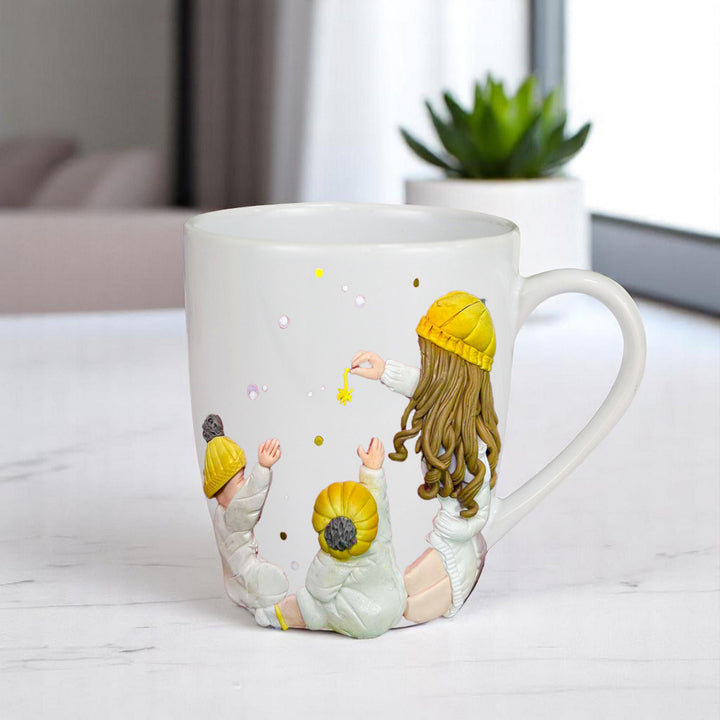 Customized Love Theme Polymer Clay & Ceramic Mug For Mothers | 310 ml