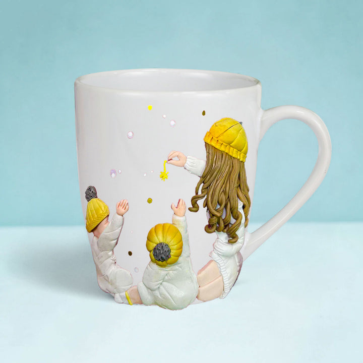 Customized Love Theme Polymer Clay & Ceramic Mug For Mothers | 310 ml