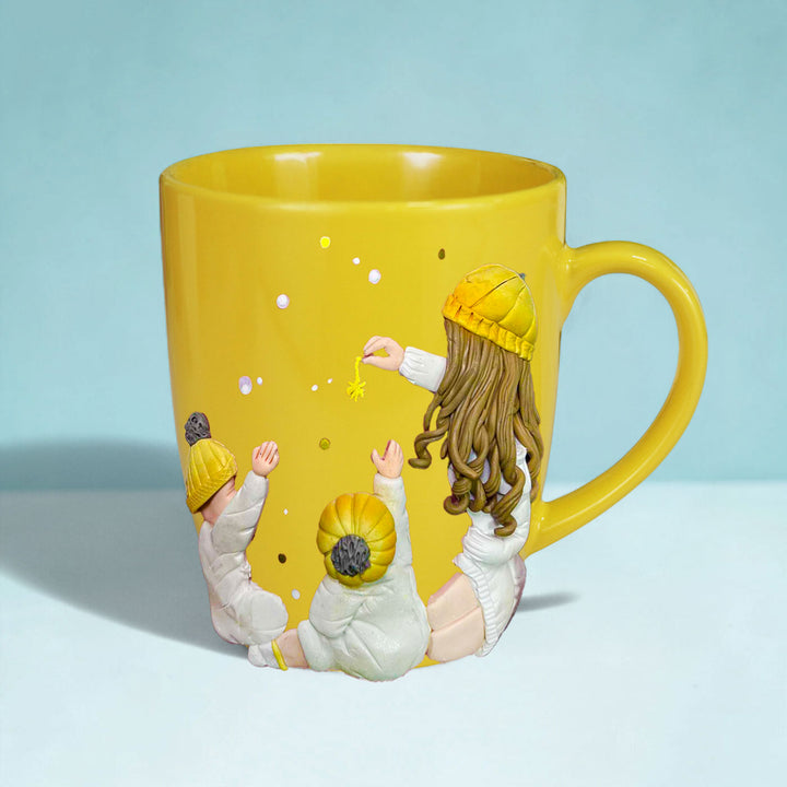 Customized Love Theme Polymer Clay & Ceramic Mug For Mothers | 310 ml