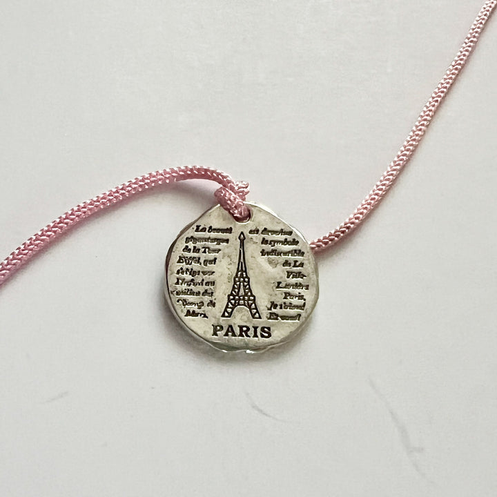 Engraved "Love Paris" Quote Metal Charm Rakhi With Roli Chawal for Brother