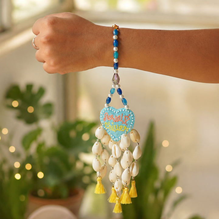 Handmade Beaded Serial Chiller Theme Lumba Rakhi With Roli Chawal For Bhabhi
