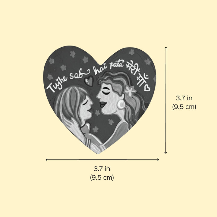 Hand-Painted Mom & Daughter Theme MDF Wood Fridge Magnet