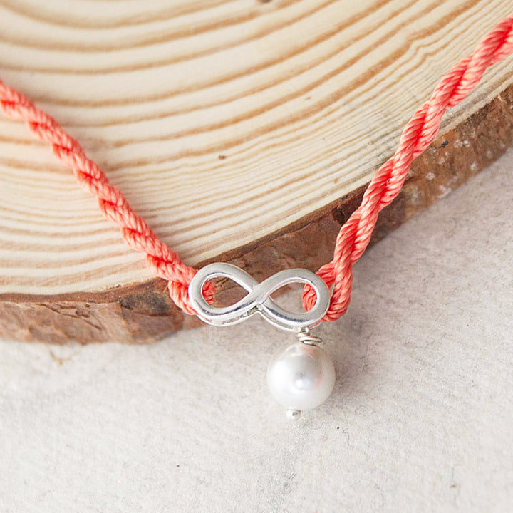 Infinity Love With Pearl Sterling Silver Charm Rakhi With Roli Chawal For Brother