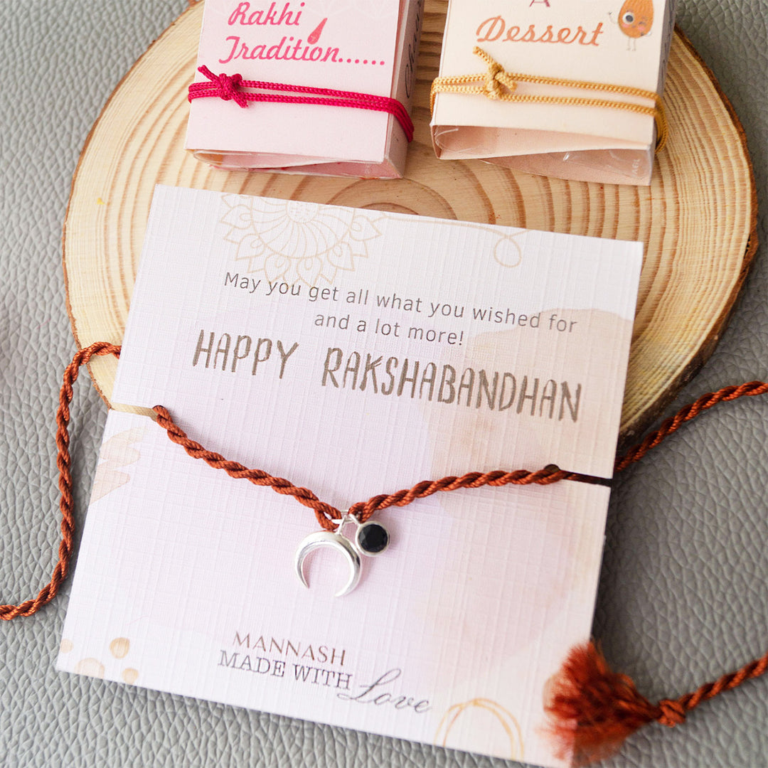 Holistic Charms Sterling Silver Charm Rakhi With Roli Chawal For Brother