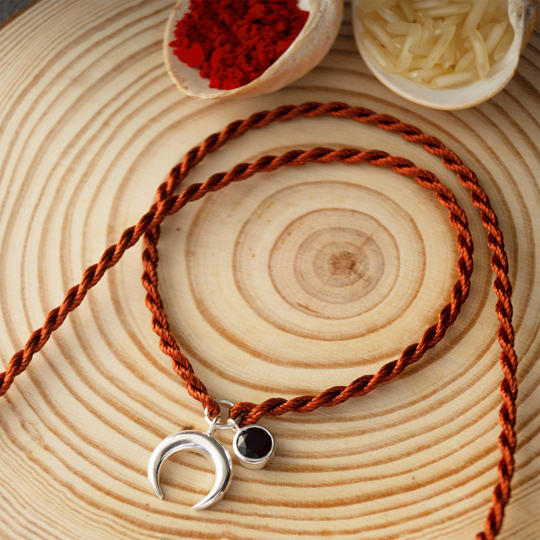 Holistic Charms Sterling Silver Rakhi & Lumba Set With Roli Chawal For Bhaiya Bhabhi | Set of 2