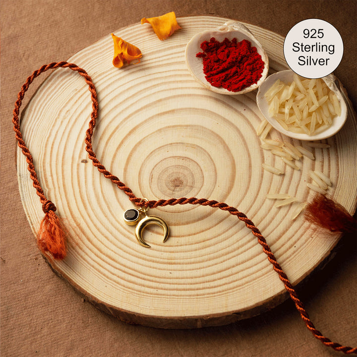 Holistic Charms Gold Plated Sterling Silver Charm Rakhi With Roli Chawal For Brother