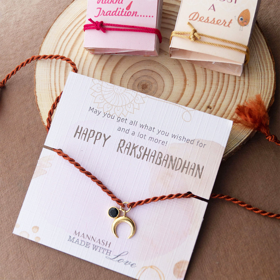 Holistic Charms Gold Plated Sterling Silver Charm Rakhi With Roli Chawal For Brother