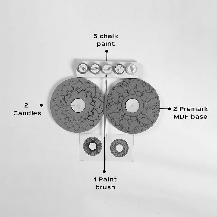 Ready to Paint MDF Mandala Tealight Holders With Candles