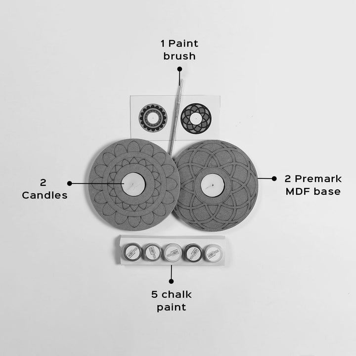 Ready to Paint MDF Mandala Tealight Holders With Candles