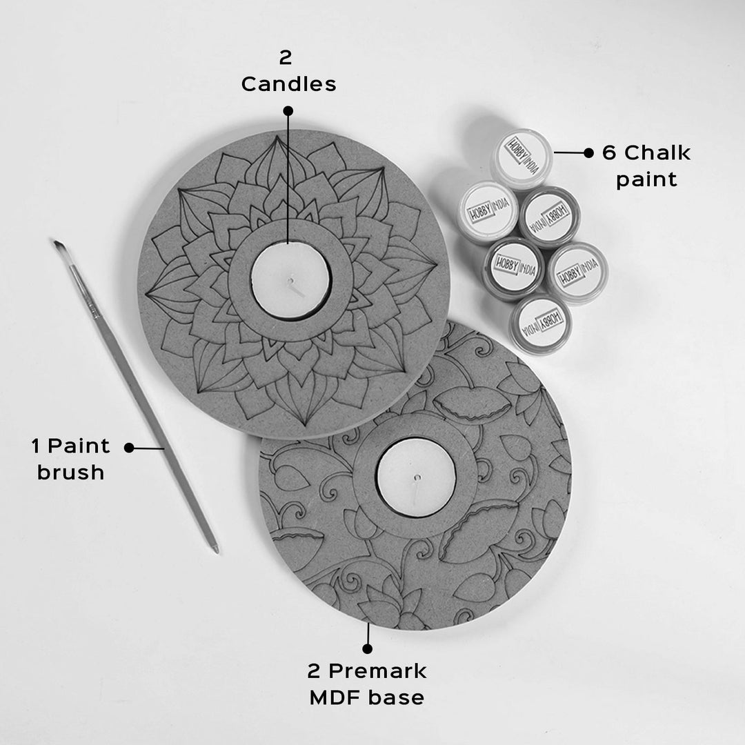 Ready to Paint MDF Mandala & Pichwai Tealight Holders