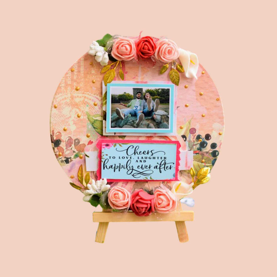 Photo Personalized Round Floral Theme MDF Wood Decorative Plaque