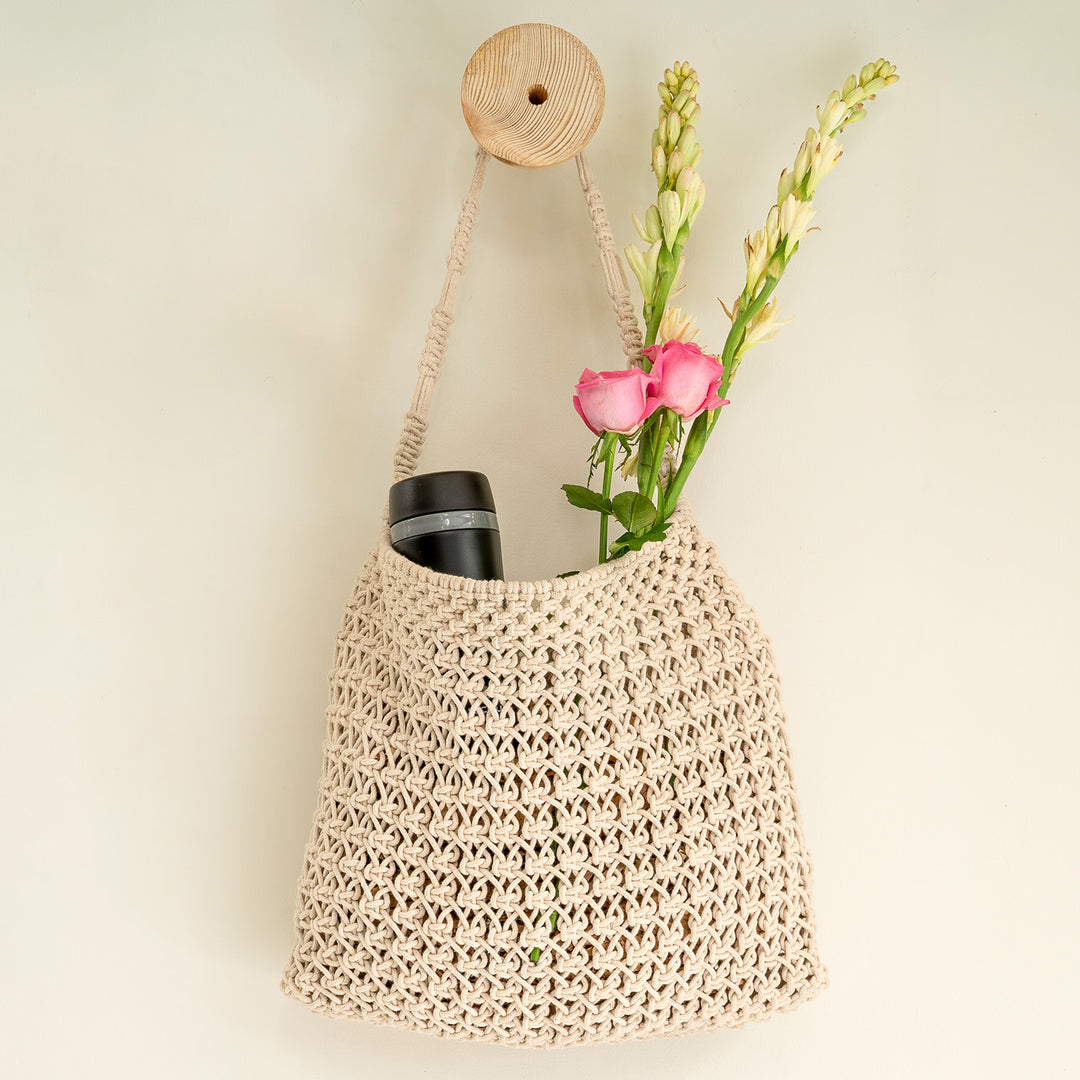 Hand-Knotted Macrame Totally Classic Tote Bag