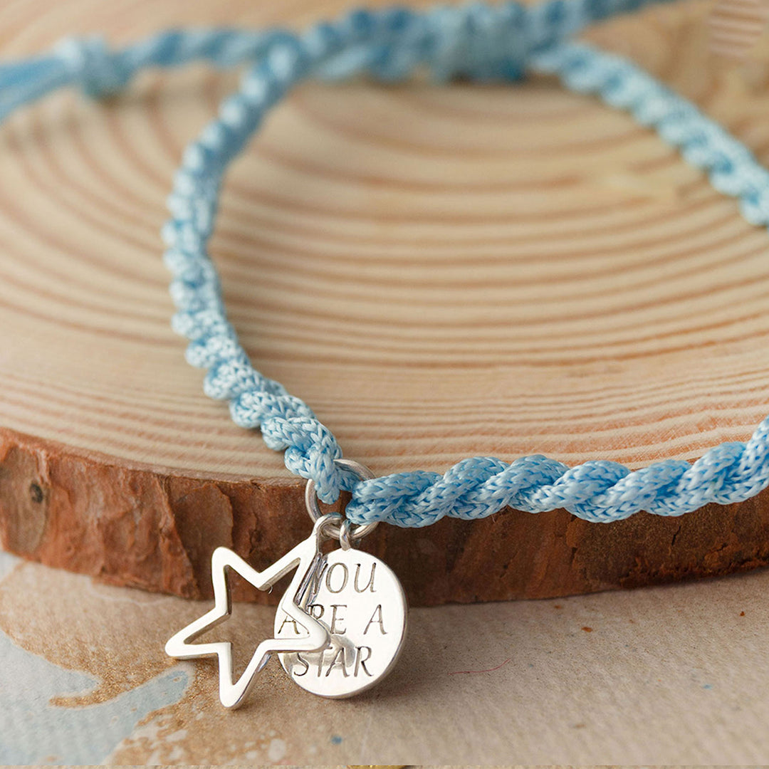 "You Are A Star" Sterling Silver Charm Rakhi With Roli Chawal For Brother