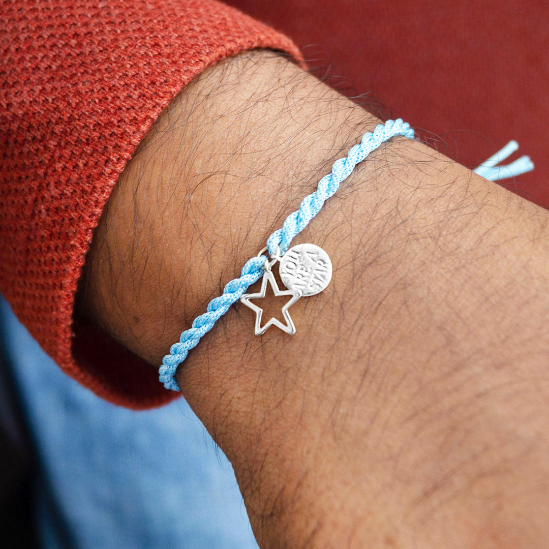 "You Are A Star" Sterling Silver Charm Rakhi With Roli Chawal For Brother