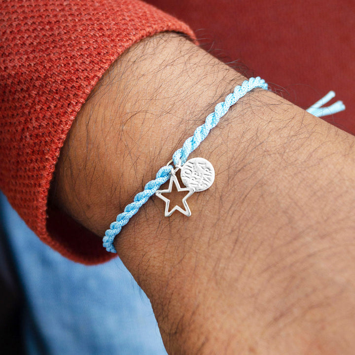 "You Are A Star" Sterling Silver Charm Rakhi With Roli Chawal For Brother