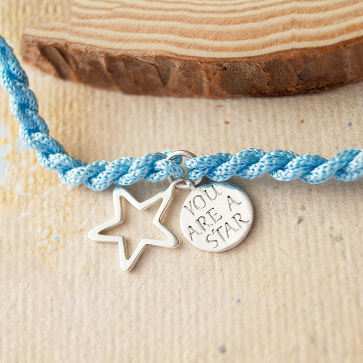 "You Are A Star" Sterling Silver Charm Rakhi With Roli Chawal For Brother