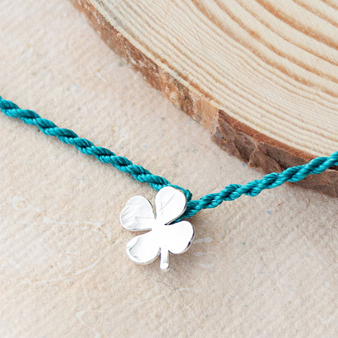 Good Luck Clover Sterling Silver Charm Rakhi With Roli Chawal For Brother