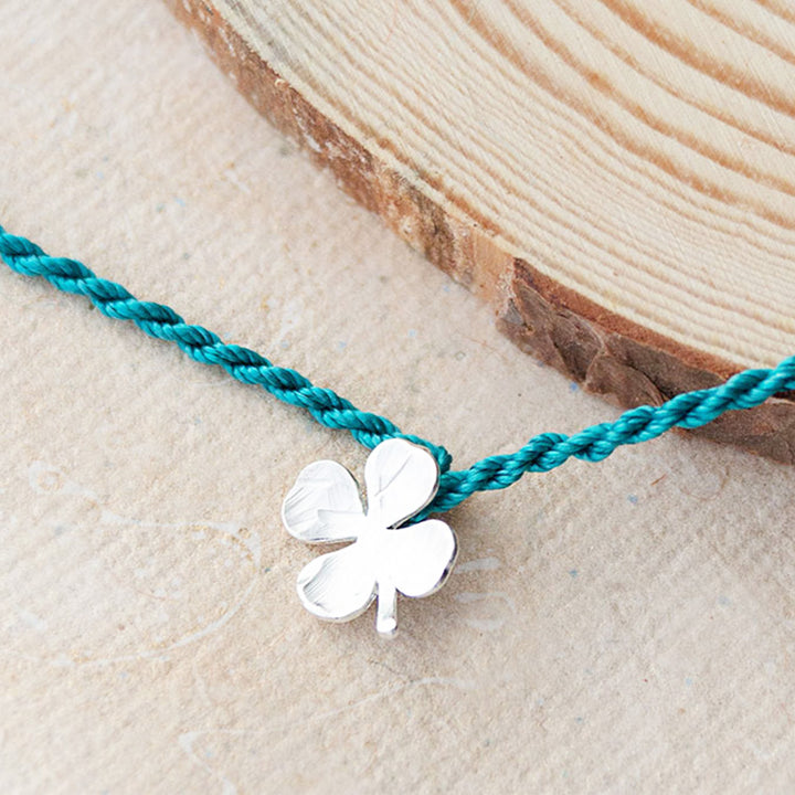 Good Luck Clover Sterling Silver Charm Rakhi With Roli Chawal For Brother
