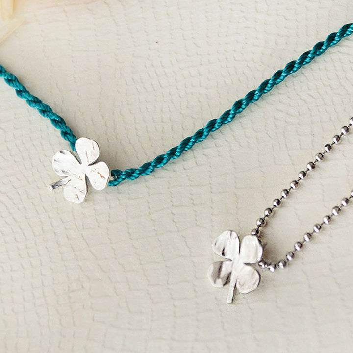 Good Luck Clover Sterling Silver Rakhi & Lumba Set With Roli Chawal For Bhaiya Bhabhi | Set of 2