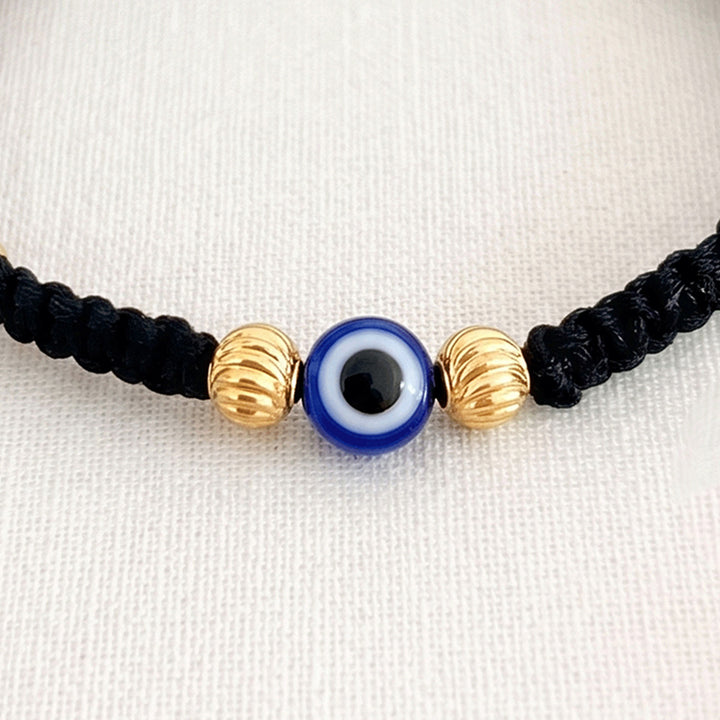 Cute Evil Eye Gold Plated Sterling Silver Kids Nazariya Thread Rakhi With Roli Chawal For Baby Brother