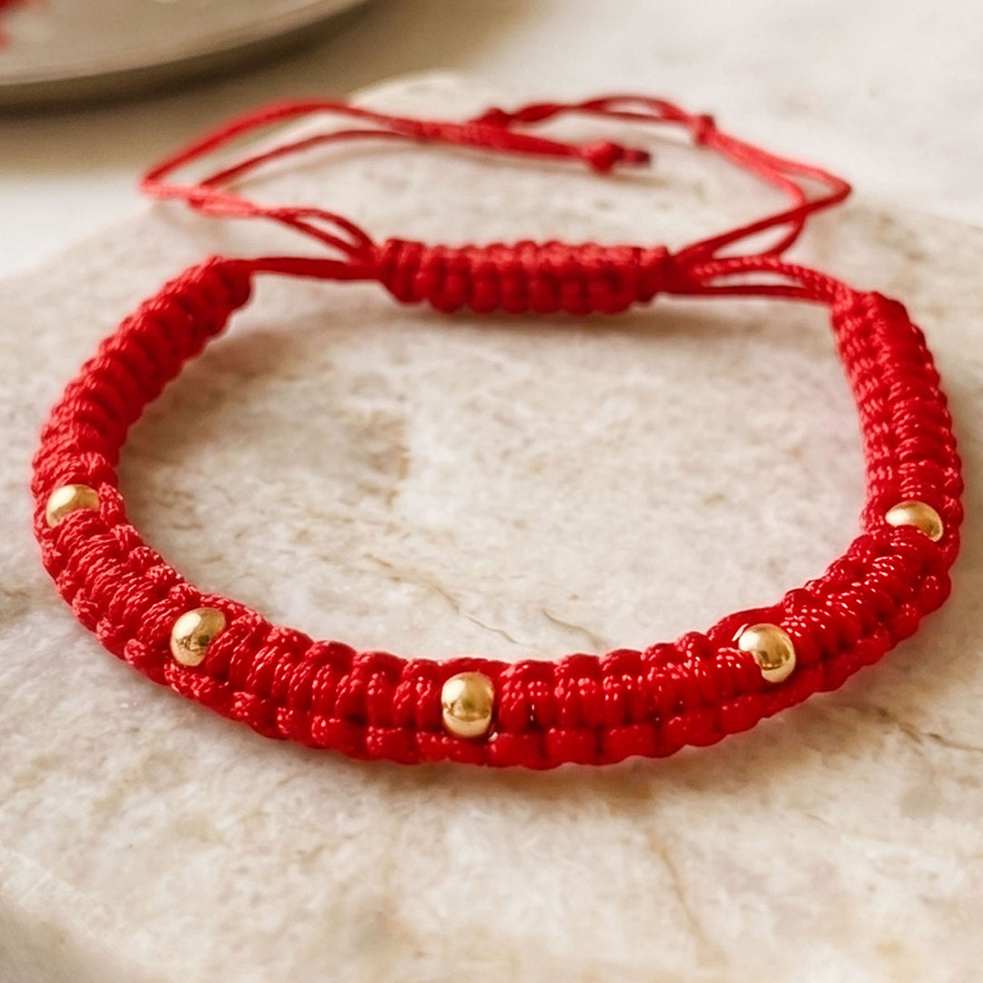 Minimal Beaded Gold Plated Sterling Silver Thread Rakhi With Roli Chawal For Brother