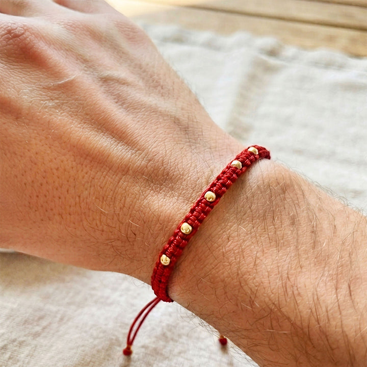 Minimal Beaded Gold Plated Sterling Silver Thread Rakhi With Roli Chawal For Brother