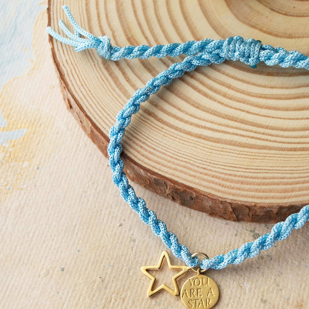 "You Are A Star" Gold Plated Sterling Silver Charm Rakhi With Roli Chawal For Brother