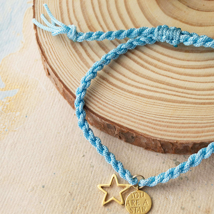 "You Are A Star" Gold Plated Sterling Silver Charm Rakhi With Roli Chawal For Brother