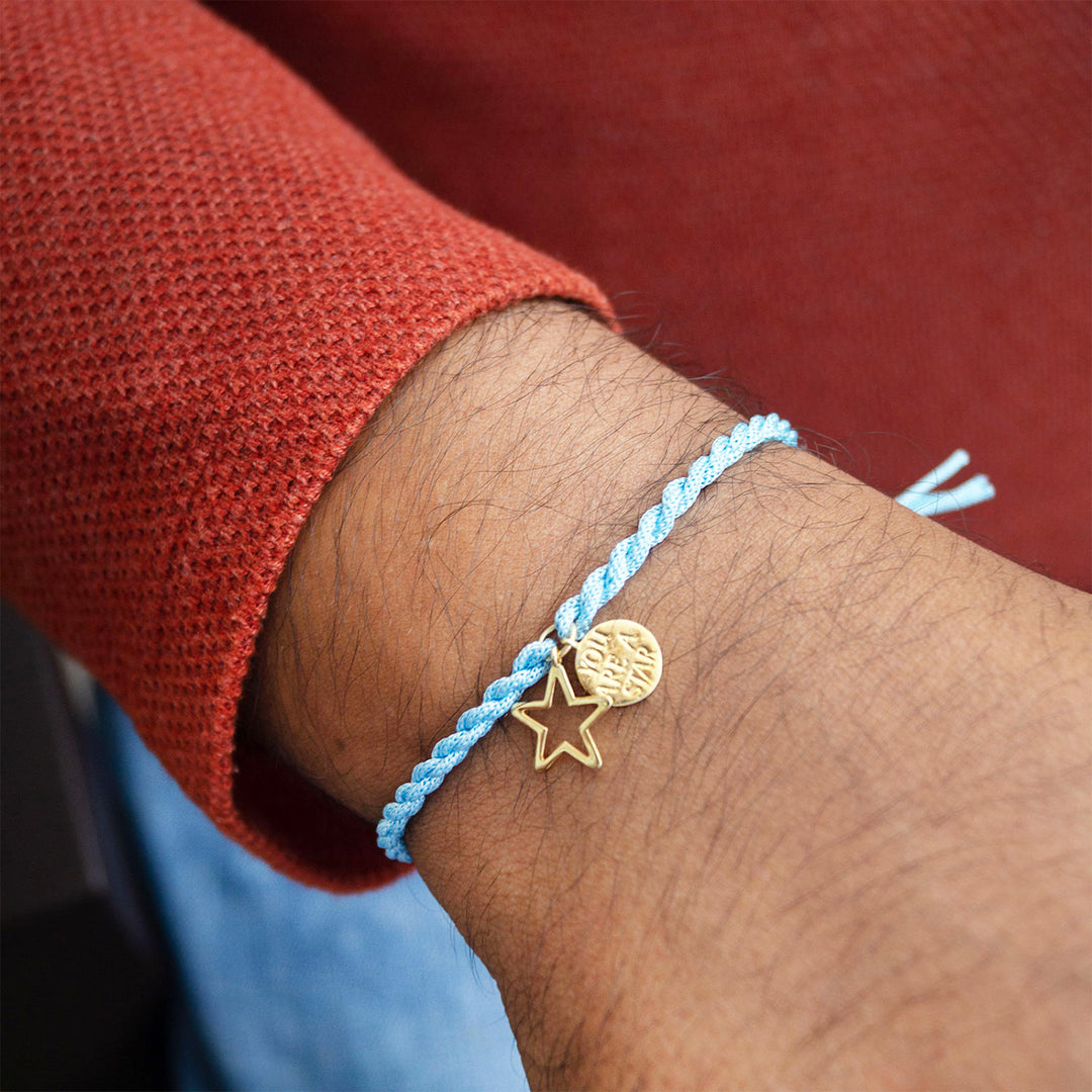 "You Are A Star" Gold Plated Sterling Silver Charm Rakhi With Roli Chawal For Brother