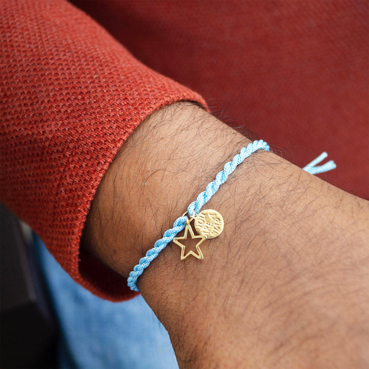 "You Are A Star" Gold Plated Sterling Silver Charm Rakhi With Roli Chawal For Brother