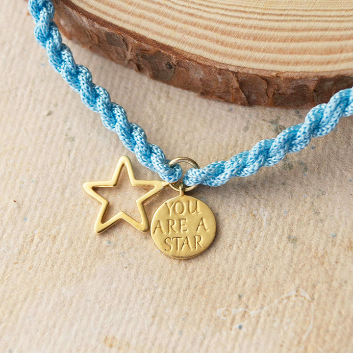 "You Are A Star" Gold Plated Sterling Silver Charm Rakhi With Roli Chawal For Brother