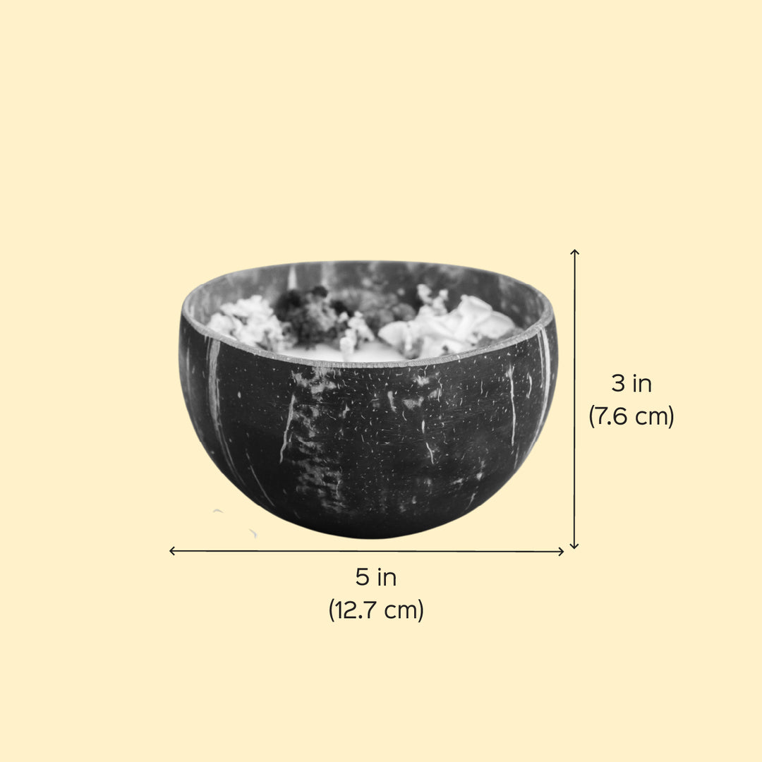 Handmade Purple & White Floral Coconut Shell Candle