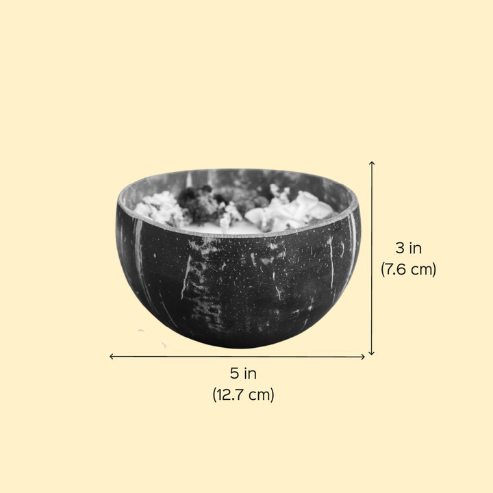 Handmade Purple & White Floral Coconut Shell Candle