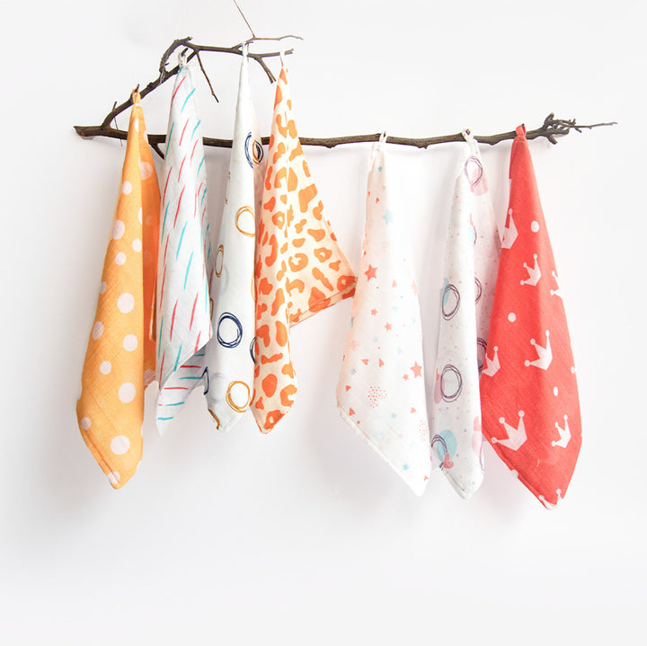 Doodle Love Organic Cotton Muslin Wipes | 0-4 Years | Set of 7