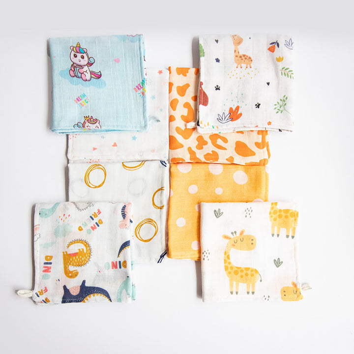 Baby Animals Organic Cotton Muslin Wipes | 0-4 Years | Set of 8