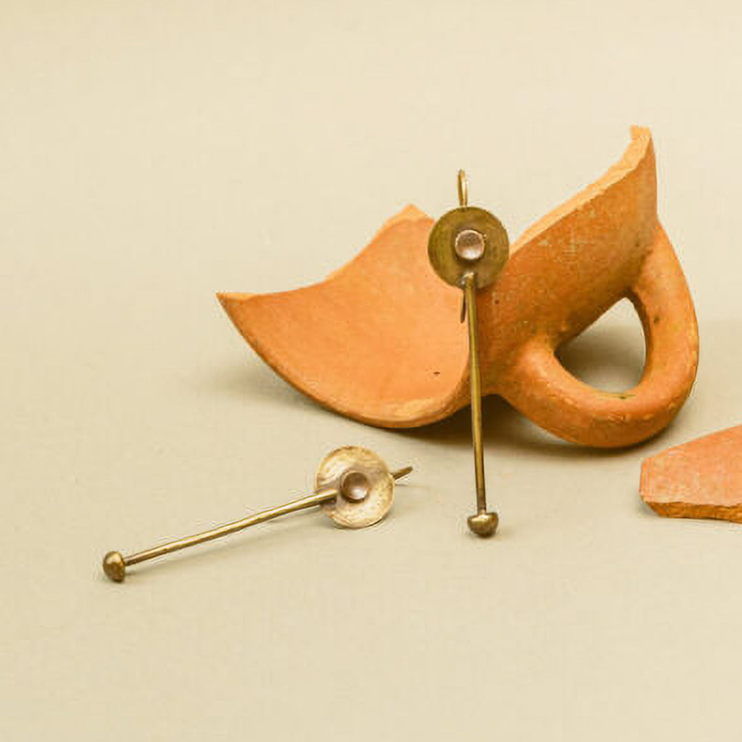 Handmade Mace Hook Design Brass Earrings