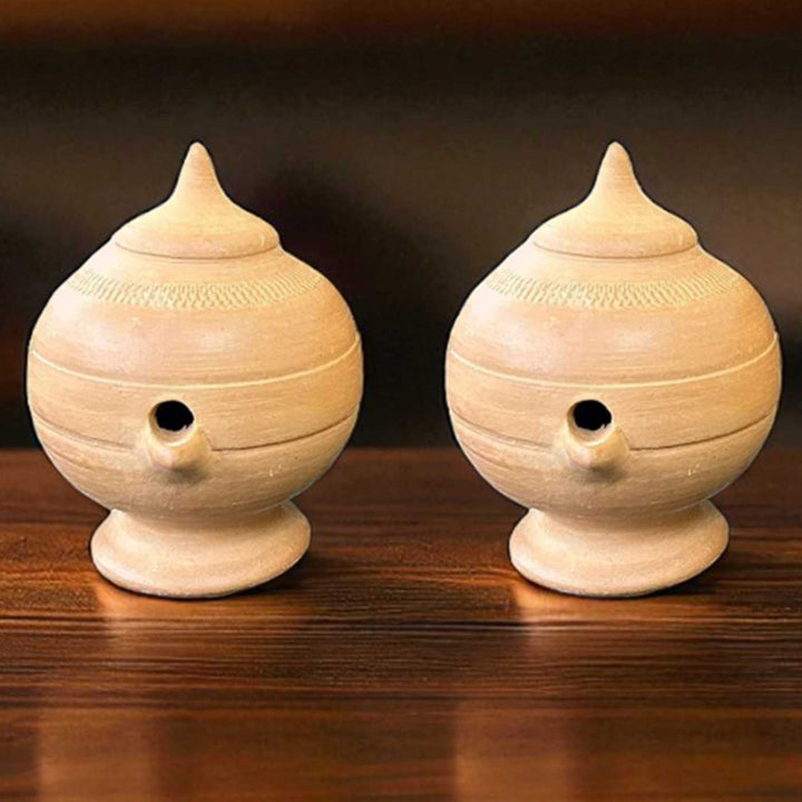 Set Of 2 | Handmade Minimal Design Terracotta Magic Diya