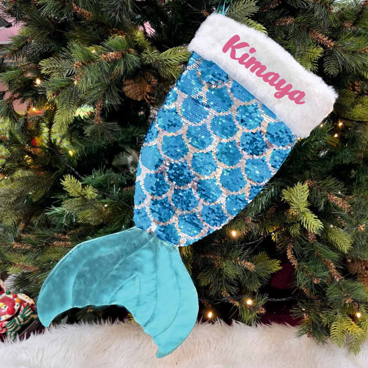 Personalized Handmade Aqua Magical Mermaid Stocking