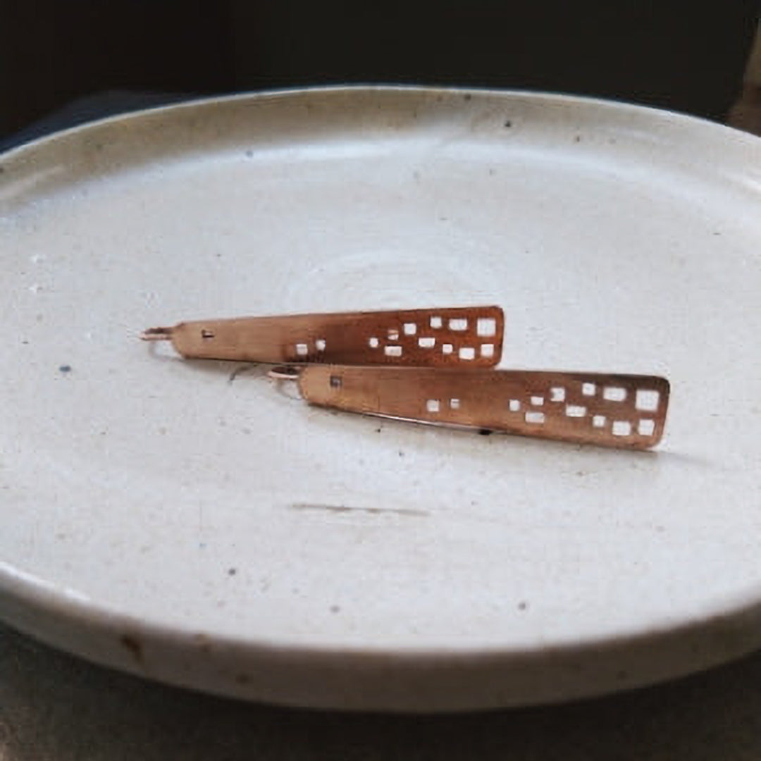 Handmade Makaan Hooks Copper Earrings