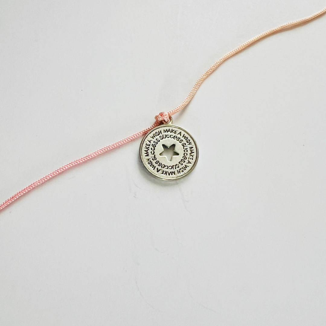 Engraved "Make a Wish" Quote Metal Charm Rakhi With Roli Chawal for Brother