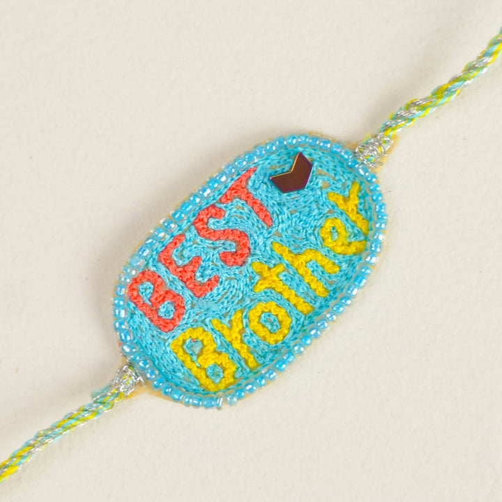 Handmade Beaded Best Brother Theme Rakhi With Roli Chawal For Brother