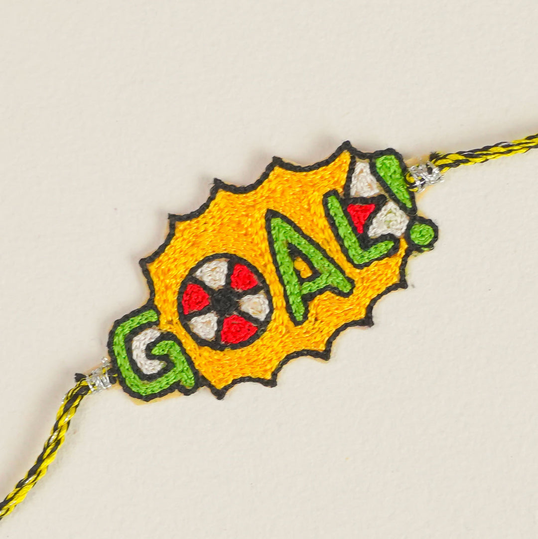 Handmade Beaded Football Lover Theme Rakhi With Roli Chawal For Brother